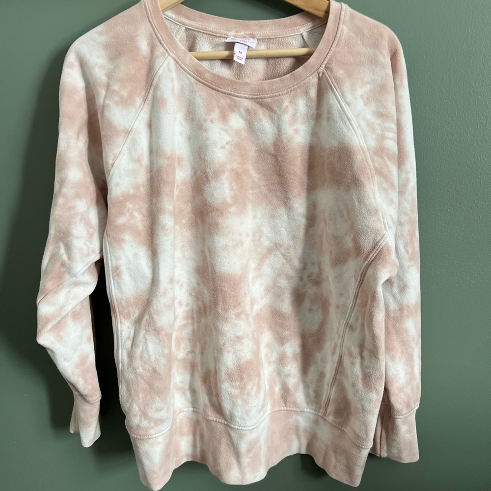 Pink tie dyed maternity sweatshirt